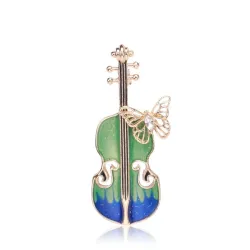 Broche élégante avec guitare et papillon en cristal
