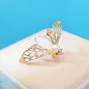 Broche en or à la mode - avec abeille perlée et cristaux