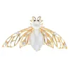 Broche en or à la mode - avec abeille perlée et cristaux