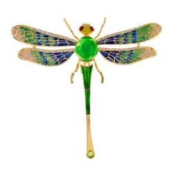 Broche libellule en cristal coloré