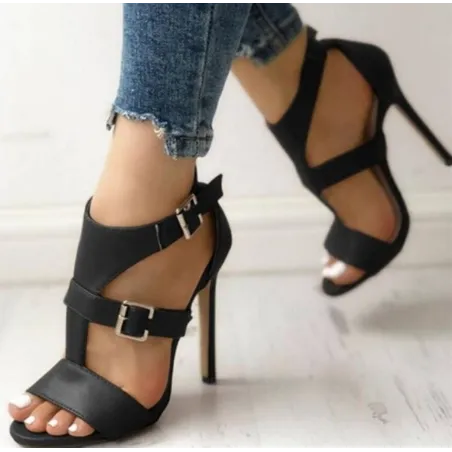 Sexy sandalen met hoge hak - enkelbandje - gladiatorstijl - leerSandalen