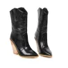 Stylish leather boots - half calf length - thick wedge heel - cowboy styleBoots