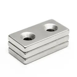 N35 - neodymium magnet - strong block - 40 * 20 * 5mm - with double 5mm hole - 2 piecesN35