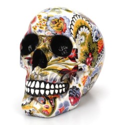 Harssculptuur - menselijk schedelmodel - kleurrijke Halloween-schedelBeelden & Sculpturen