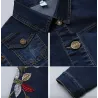 Veste courte en jean - broderie fleurs vintage