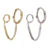 Boucles d'oreilles style rétro - anneaux doubles - chaîne