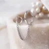 Boucles d'oreilles style rétro - anneaux doubles - chaîne