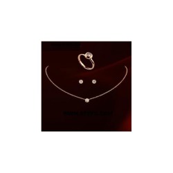 Ensemble de bijoux élégant - collier en or rose - boucles d'oreilles - bague - avec zircone rond