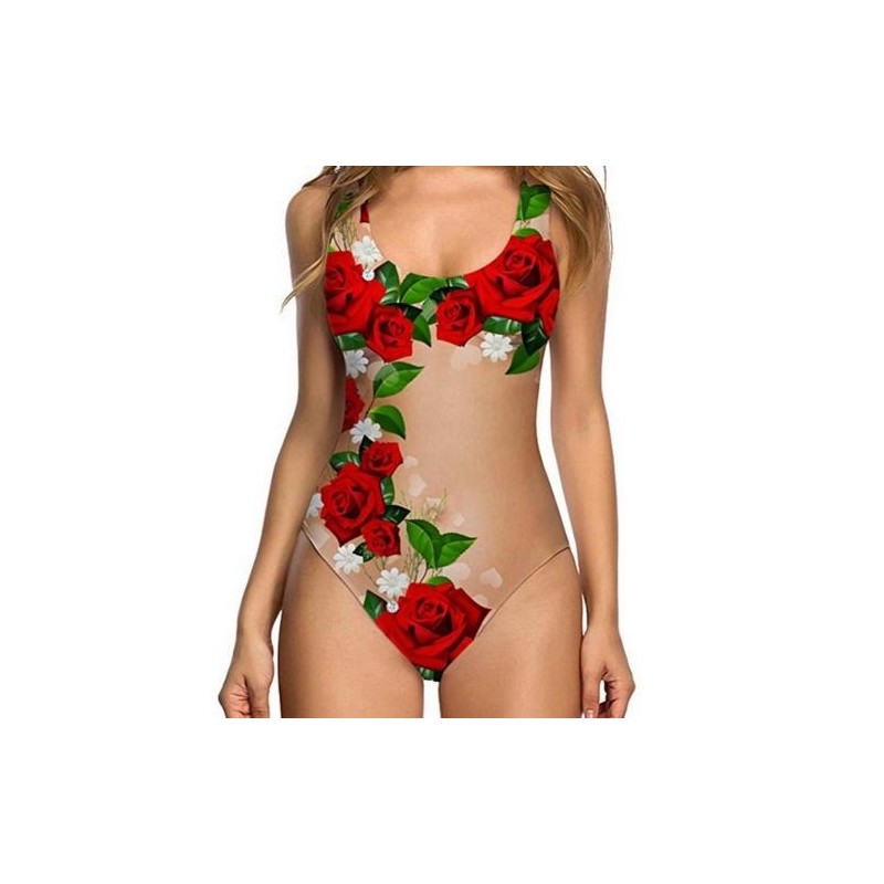 Sexy badpak uit één stuk - monokini - bloemen- en fruitprintBadkleding
