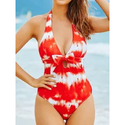 Sexy badpak uit één stuk - strikbandjesBadkleding