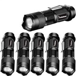 Lampe de poche tactique puissante - LED - 3 modes - zoomable - 1 - 6 pièces