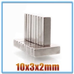 N35 - neodymium magneet - kubusvormig blok - 10 mm * 3 mm * 2 mm - 20 - 1000 stuksN35