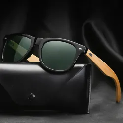 Lunettes de soleil rétro classiques - bois de bambou - UV400 - unisexe