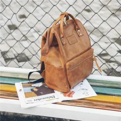 Sac à dos en cuir vintage - grande capacité