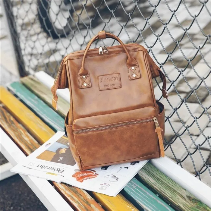 Sac à dos en cuir vintage - grande capacité