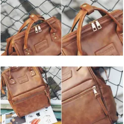 Sac à dos en cuir vintage - grande capacité