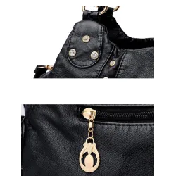 Petit sac bandoulière vintage - rivets - couleurs contrastées - cuir