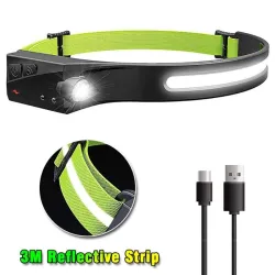 Inductiekoplamp met ingebouwde batterij - COB LED - USB oplaadbaar - hoofdlampZaklampen