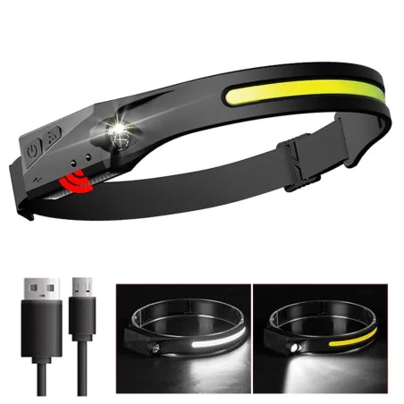 Inductiekoplamp met ingebouwde batterij - COB LED - USB oplaadbaar - hoofdlampZaklampen