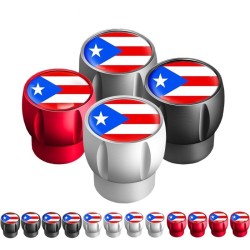 Puerto Rico vlag - ventieldopjes - universeel - aluminium - 4 stuksVentieldoppen