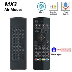 MX3-L avec commande vocale - air mouse - télécommande Google Smart - rétroéclairé