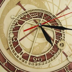 Decorative wall wooden clock - quartz - Prague / Czech Republic astronomyClocks