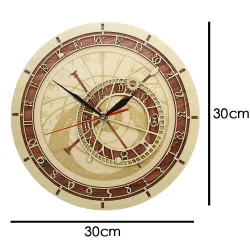 Horloge murale décorative en bois - quartz - Prague / République tchèque astronomie