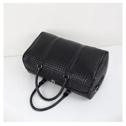 Sac de voyage tendance - grande contenance - cuir - motif tissé