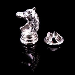 Broche en argent classique - épingle - conception de cheval d'échecs