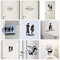 WC - badkamer - toilet ingangsbordje - grappige vinyl stickerMuurstickers