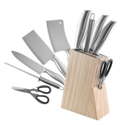 Kitchen knives set - paring knife - chopping knife - scissors - knife sharpener - with stand - stainless steelSteel