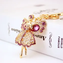 Crystal lucky angel with wings - keychainKeyrings
