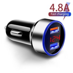 Chargeur de voiture universel - double USB - charge rapide - aluminium - 4,8A - 5V