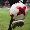Professional soccer ball - leather - waterproof - white-red - size 4 - 5Balls