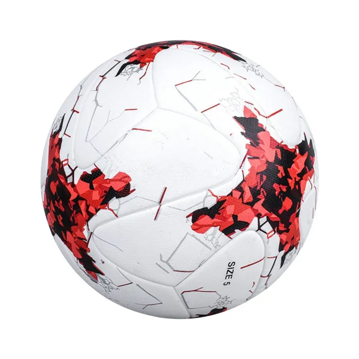 Professional soccer ball - leather - waterproof - white-red - size 4 - 5Balls