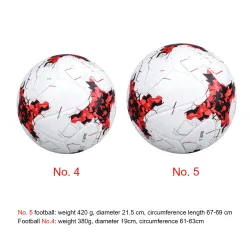 Professional soccer ball - leather - waterproof - white-red - size 4 - 5Balls
