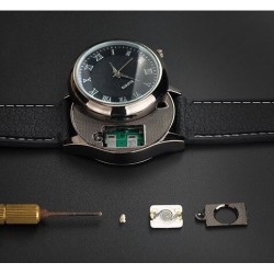 Metalen herenhorloge - oplaadbaar - USB - met vlamloze aanstekerHorloges