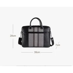 Elegant shoulder bag - business briefcase - genuine woven leather - large capacityBags