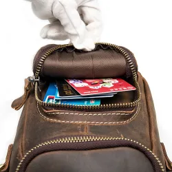 Multifunctionele leren tas - schouderband - heupgespTassen