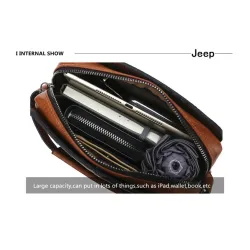 JEEP BULUO - leren heren schoudertas - met portemonneeTassen