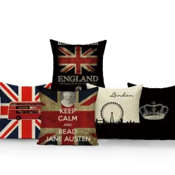 Housse de coussin déco - Style Londres - Drapeau britannique - 40 cm * 40 cm - 45 cm * 45 cm
