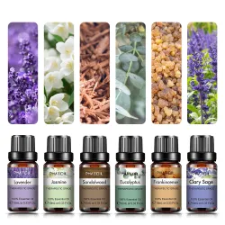 Huile essentielle naturelle pure - huile aromatique - bois de santal - encens - sauge sclarée - lavande - eucalyptus - jasmin -