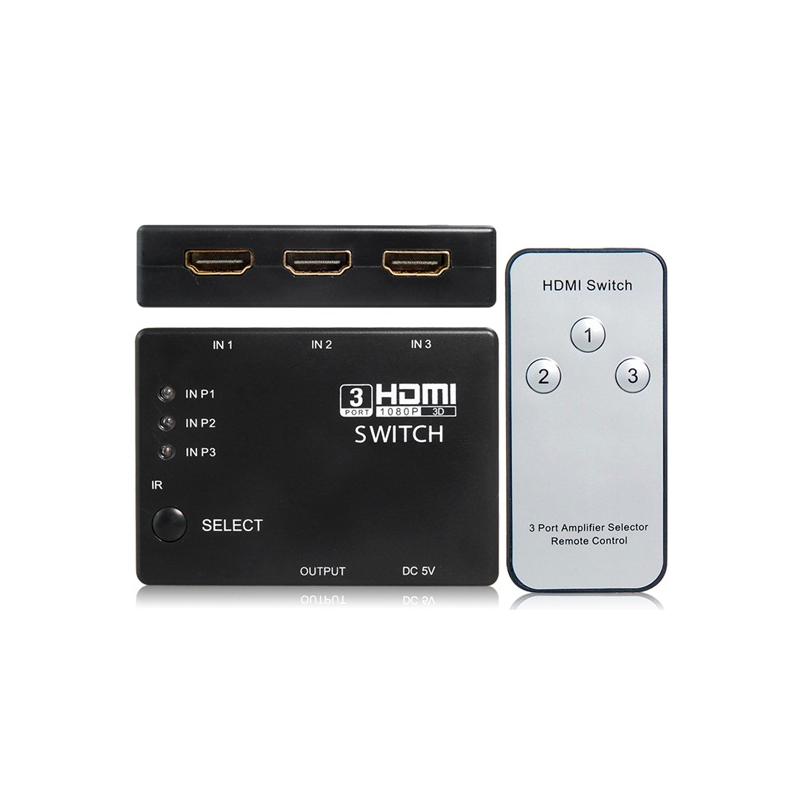3 naar 1 - HDMI-switcher met afstandsbediening - HDMI-splitterHDMI-schakelaars