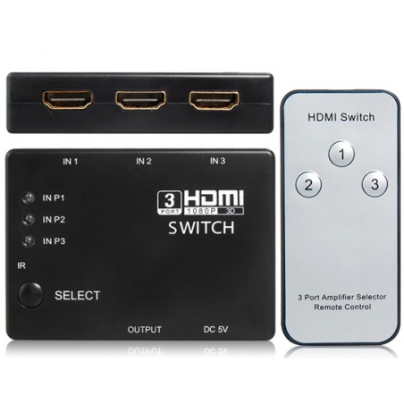 3 naar 1 - HDMI-switcher met afstandsbediening - HDMI-splitterHDMI-schakelaars