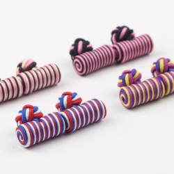 Kleurrijke gevlochten cilinders / knopen - manchetknopenManchetknopen