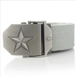 Metal buckle with star - military canvas strap - unisexBelts