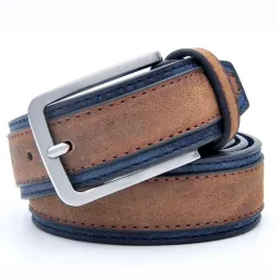 Ceinture en cuir classique - avec une boucle en métal - design patchwork
