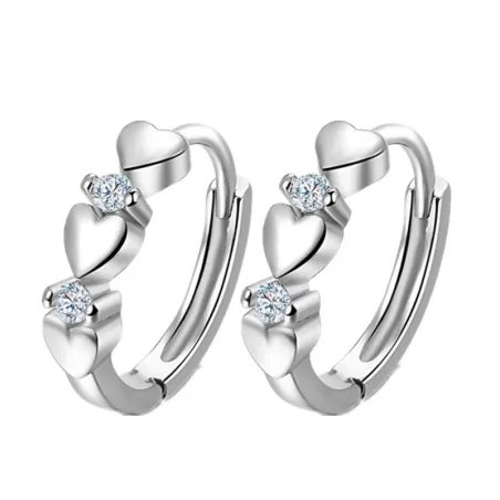 Elegant earrings - hearts / zirconia - 925 sterling silverEarrings