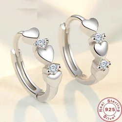Elegante oorbellen - hartjes / zirkonia - 925 sterling zilverOorbellen