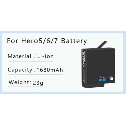 Batterie Li-ion 1680mAh - avec chargeur - pour GoPro Hero 5 / 6 / 7